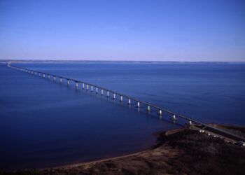 The 12.9km Confederation Bridge, which opened in 1997, connects Canada’s island province of Prince Edward Island to the mainland province of New Brunswick