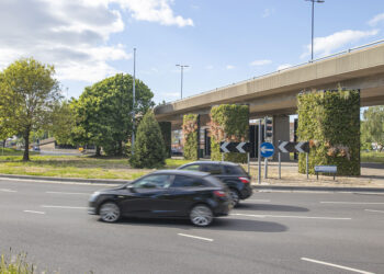 Plants land a punch on pollution: Southampton’s Millbrook Flyover has 10 of Biotecture’s freestanding living wall structures (image courtesy Biotecture)