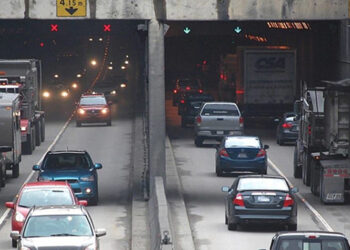 Construction of the existing 629m-long four-lane tunnel - inspired by construction of the Maastunnel in Rotterdam, Netherlands - began in 1957 and was opened to traffic in 1959 (image courtesy of the government of British Columbia, Canada)