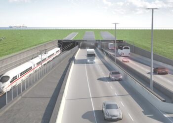 The tunnel will consist of 79 standard 217m-long elements around 10m high with two highway tubes, one emergency tube and two rail tubes (image courtesy of Femern)