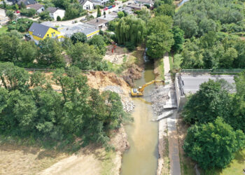 The Swistbach Bridge in Heimerzheim, Germany, was destroyed by floods in July 2021 (image courtesy Heitkamp BauHolding)