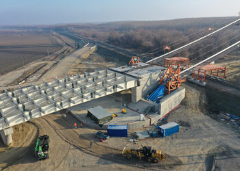 An innovative anchor block design has been used for the bridge