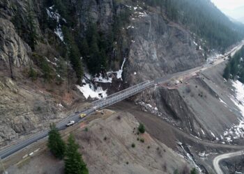 Highway 1 was closed to regular vehicle traffic on November 15 due to severe flooding damage including road washouts (image courtesy British Columbia Ministry of Transportation and Infrastructure/flickr.com)