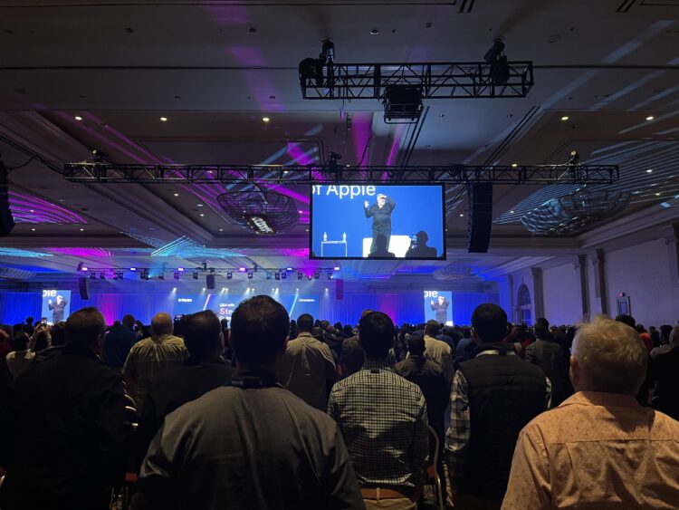 Apple co-founder Steve Wozniak amazed the audience at the opening of Trimble Dimensions 2022 - image courtesy of Mike Woof