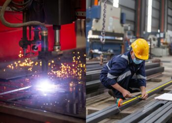 CNC plasma cutting (left) and welding (right) at the Lintec & Linnhoff factory in Johor, Malaysia (image courtesy Lintec & Linnhoff)
