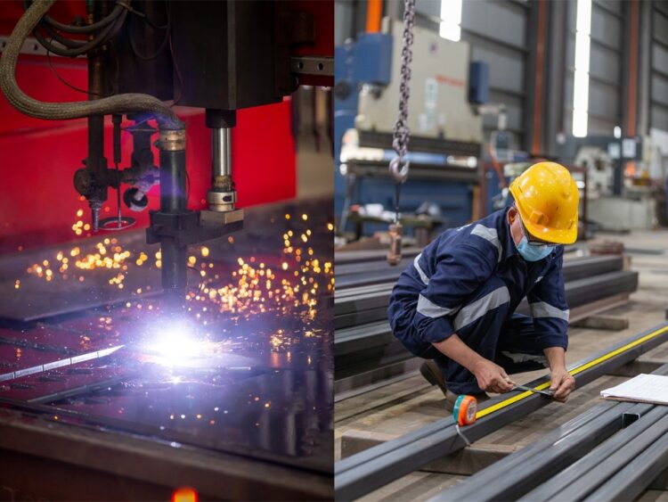 CNC plasma cutting (left) and welding (right) at the Lintec & Linnhoff factory in Johor, Malaysia (image courtesy Lintec & Linnhoff)