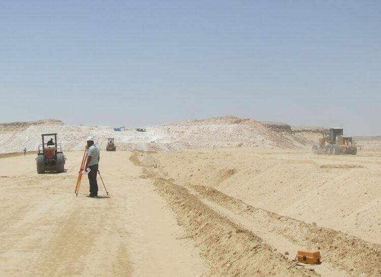Road works are being carried out in the Sahara desert - image courtesy of © Mike Woof