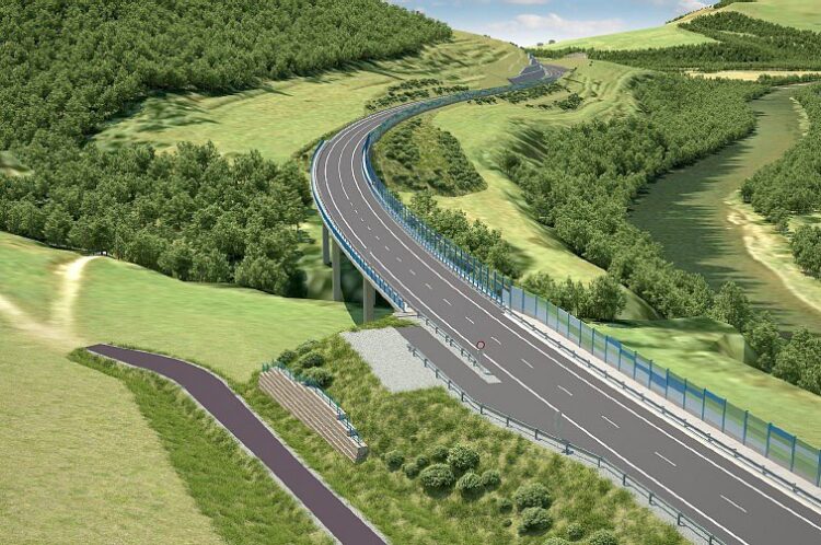 The Tvrdosin-Nizna section of the R3 runs along the left bank of the Oravy River (image courtesy Hochtief CZ)
