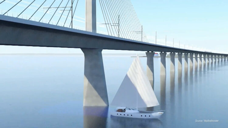 The Storstrøm Bridge will have an electrified two-track railway, a two-lane road and foot and cycle paths (image courtesy Danish Road Directorate / Vejdirektoratet)