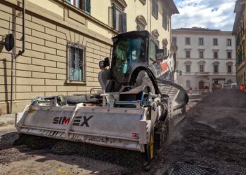 Wide work for a Simex PL 2000 hooked up to a Bobcat T86 skid steer loader in Florence