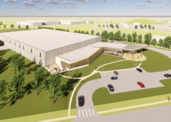 An artist's impression of the planned 10,700m2 battery and charging technology manufacturing facility