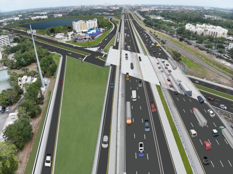 The interchange is a major access point to Walt Disney World, hotels, shopping outlets and resorts in the area near Orlando (image courtesy Lane/Webuild)