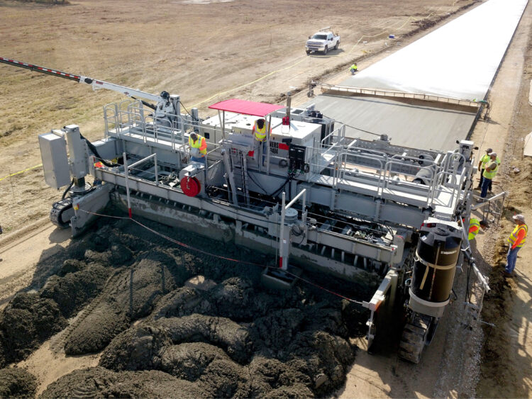 The new Power Paver SF-3404 concrete slipform paver is said to be a versatile four track machine
