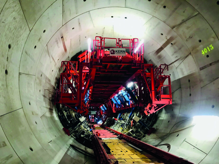 Complete pre-assembly of a secondary lining system, with detailed planning transportation and launch work method statement for complex projects (image courtesy Kern/Peri)