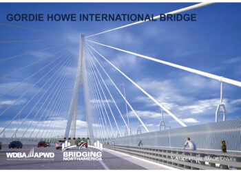 The Gordie Howe International Bridge, when it opens, will enhance community connectivity and mobility opportunities for all users, according to the Michigan Department of Transportation (image courtesy Windsor-Detroit Bridge Authority)