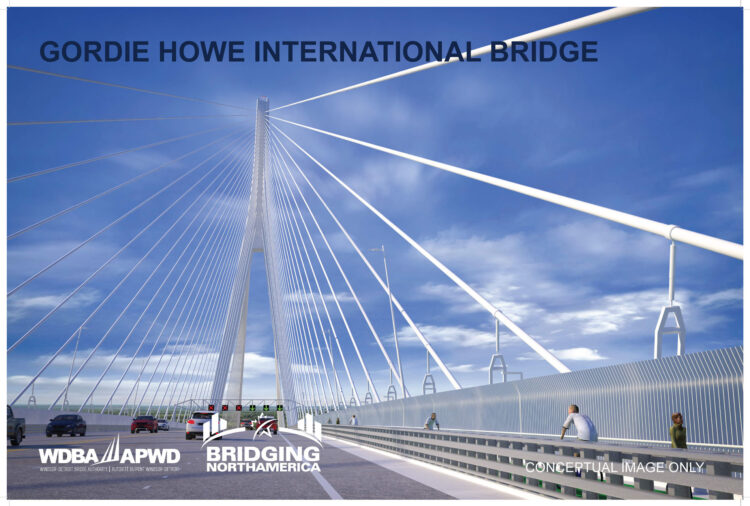 The Gordie Howe International Bridge, when it opens, will enhance community connectivity and mobility opportunities for all users, according to the Michigan Department of Transportation (image courtesy Windsor-Detroit Bridge Authority)