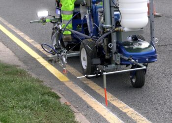 The ECO ES RoadLiner – what Meon says is an industry-first all-electric line marking machine