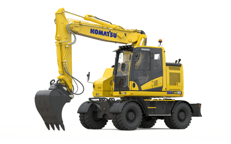 The PW168 and PW198 expand the range of the successful short-tail wheeled excavators in the 16-20t operating weight class