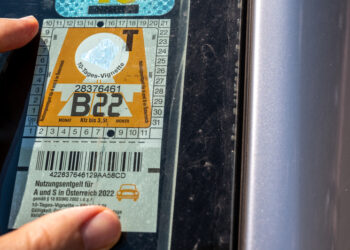 Austria’s vignette - the toll sticker to be affixed to the windscreen of the car in order to travel on the motorway (image © Massimo Parisi/Dreamstime)