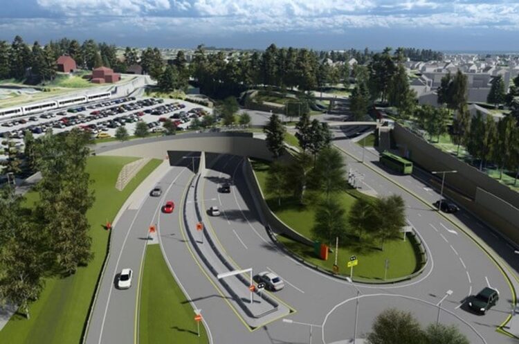 The 1.5km-long tunnel will be a new county road connection between Gjønnes and E18 at Strand (image courtesy Norwegian Public Roads Administration – Statens vegvesen)