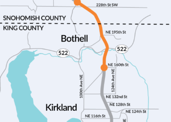 Work is underway for a highway widening project close to Seattle, WA