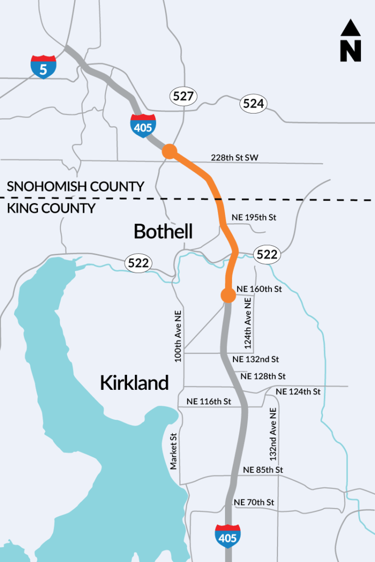 Work is underway for a highway widening project close to Seattle, WA