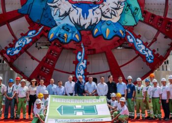 The massive Herrenknecht TBM is being prepared for use in the Chinese city of Jinan to drive a large diameter road tunnel
