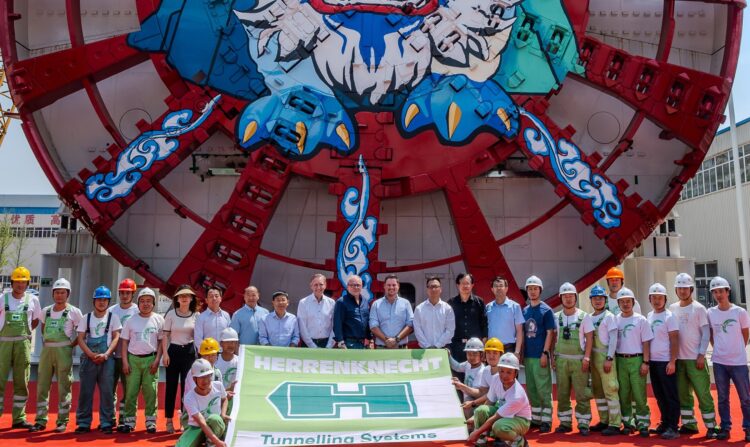 The massive Herrenknecht TBM is being prepared for use in the Chinese city of Jinan to drive a large diameter road tunnel