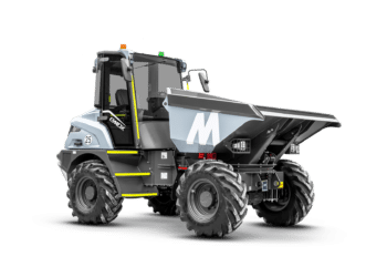 Mecalac’s eMDX dumper - one of a trio of electric machines on a worksite in Annecy