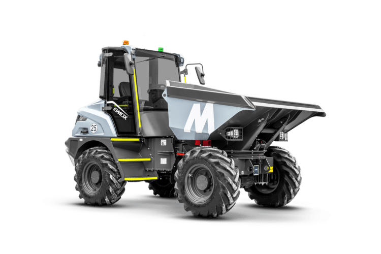 Mecalac’s eMDX dumper - one of a trio of electric machines on a worksite in Annecy
