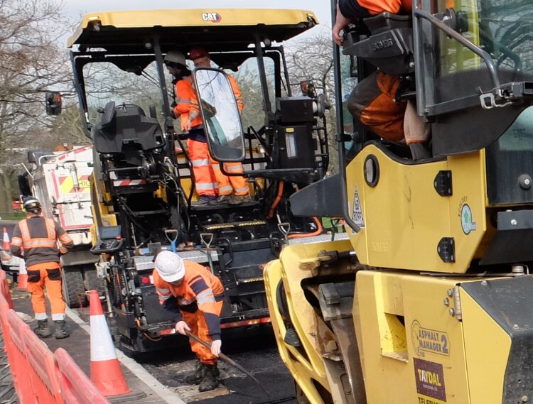 The AP555 was being used to pave 30mm layers using an SMA mix supplied by Eurovia - image © courtesy of Mike Woof