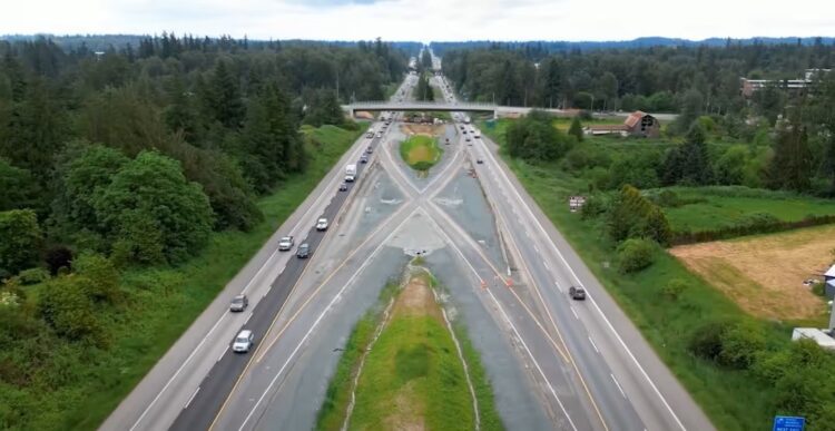 The project includes construction of four interchanges and rebuilding of numerous highway overpasses to enhance the clearance height for commercial vehicles (image courtesy British Columbia government)