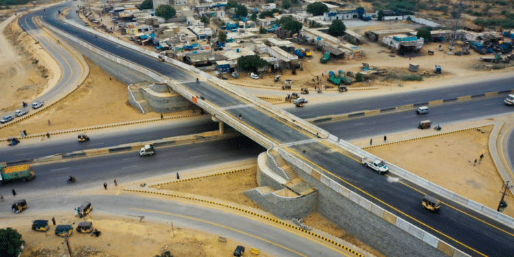 A new highway will speed transport between Karachi and Hyderabad in Pakistan – image courtesy of Frontier Works Organization
