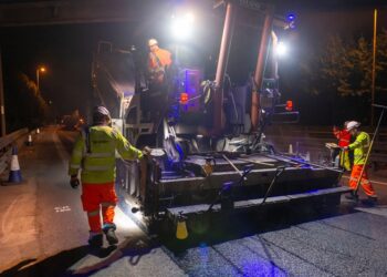 The A12 trial is part of a National Highways research programme to test several emerging, low-carbon asphalt products and compare hot and warm mix technologies (image courtesy AtkinsRéalis)