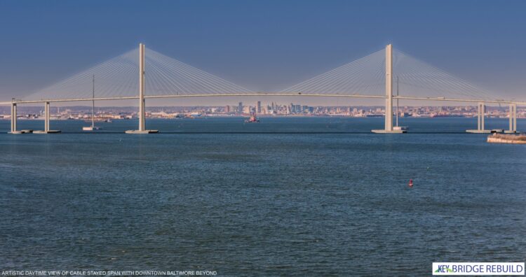 A digital rendering shows what the new Francis Scott Key Bridge will look like – image courtesy of the Maryland Transportation Authority