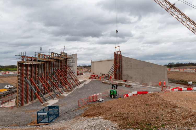 Superslim Soldiers are designed to handle high loads, which for the A452 realignment project, ensured that the formwork would remain stable under the pressure of the concrete (image courtesy Altrad RMD Kwikform)