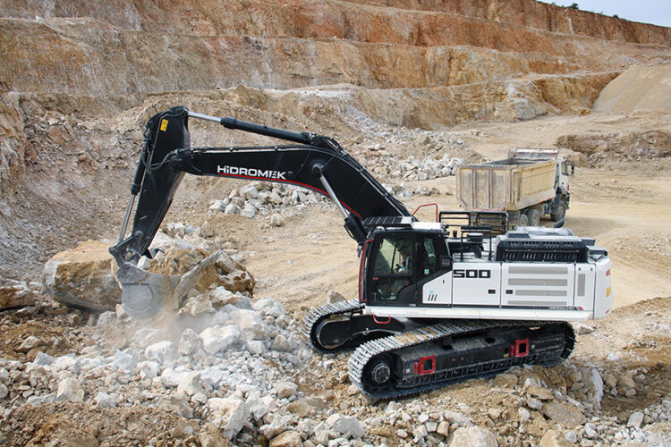 Hidromek 500CLHD H4 crawler excavator at work in a quarry.