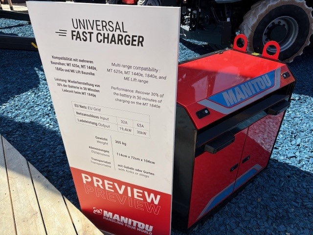 Manitou’s new recharger offers a big 60% recharge of the battery in less than one hour