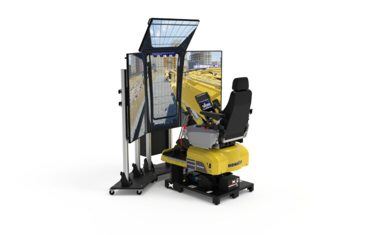 Komatsu’s sophisticated demolition simulator allows operator training in a safe environment