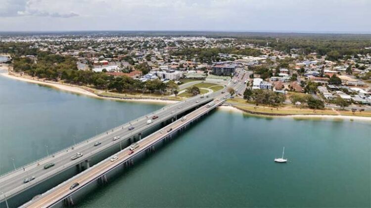 The existing Bribie Bridge in Moreton Bay, near Brisbane in Australia, will be twinned with a new bridge containing more active transport space (image courtesy of the Queensland government)