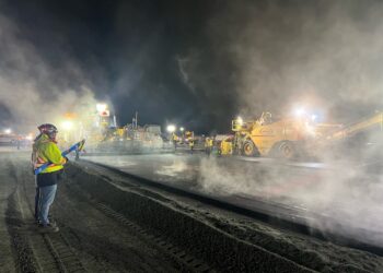 Crews had a trial exercise to refine strategies and safety, given the limited nightly construction window at the airport in British Columbia, Canada (image courtesy Vancouver International Airport/YVR)