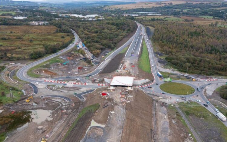 The new Heads of the Valleys road project (seen here under construction) is now open to drivers in Wales – image courtesy of the Welsh Government