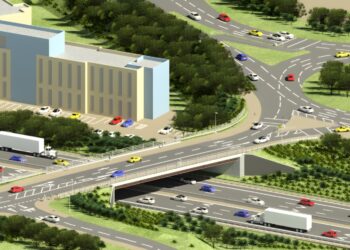An artist impression of the new A432 Badminton Road Bridge of the M4 motorway near Bristol, England (image courtesy National Highways)
