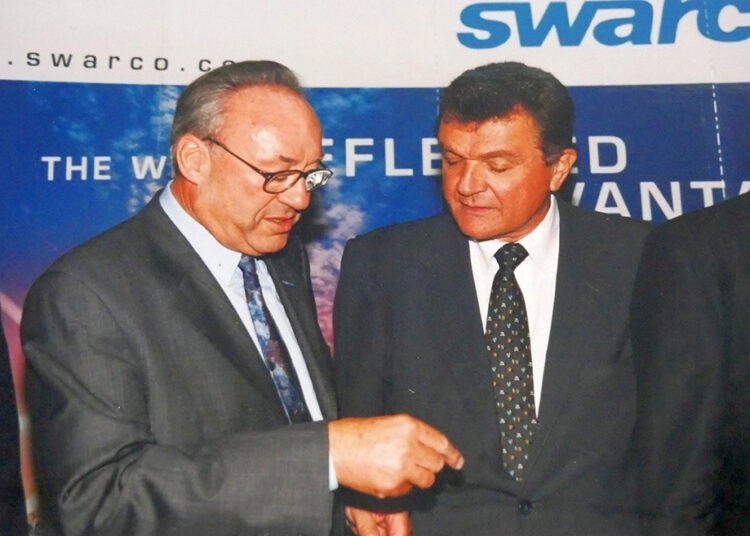 Burgenland governor Karl Stix (left) and Swarco founder Manfred Swarovski