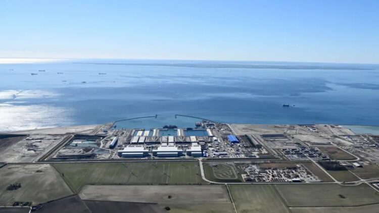 The work harbour at Rødbyhavn is where production of the tunnel elements takes place and from where the elements will be towed out to sea for positioning above the trench on the bottom of the Fehmarnbelt (image courtesy Femern A/S)