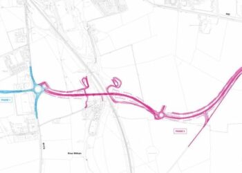 Grantham’s new southern bypass has been delayed further and will cost more – image courtesy of Lincolnshire Country Council