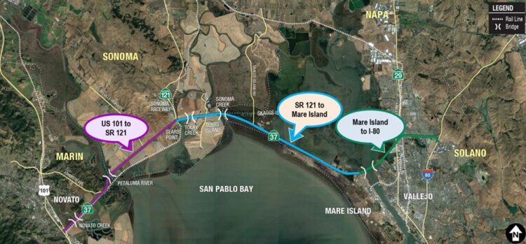 A $500 million project to upgrade SR 37 in California has been proposed – image courtesy of Caltrans