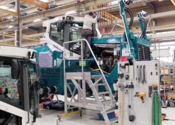 Dozers are built to order on the line at the firm’s factory in Telfs, Austria
