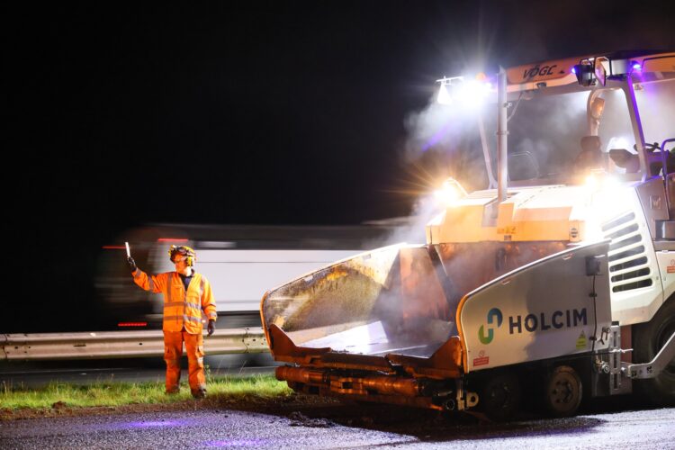 Holcim UK has carried out a trial of a new low-carbon SMA grade material on the UK’s busy M5 motorway