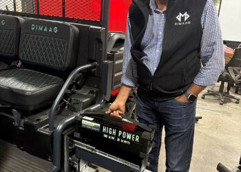 The versatile battery system is modular, allowing it to power an array of machines such as this off-road buggy